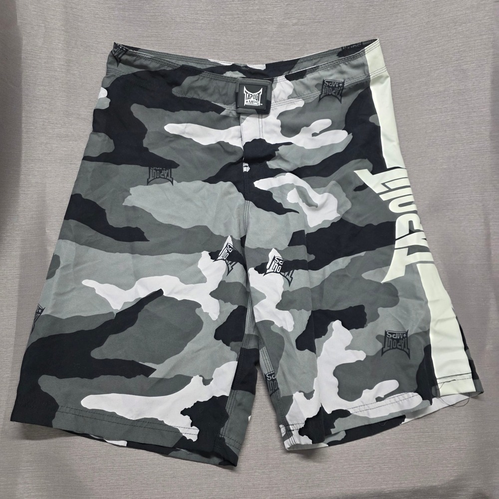 VTG Y2K Tapout MPS MMA Board Shorts Mens 32 Grey‎ Camo Combat Training Shorts